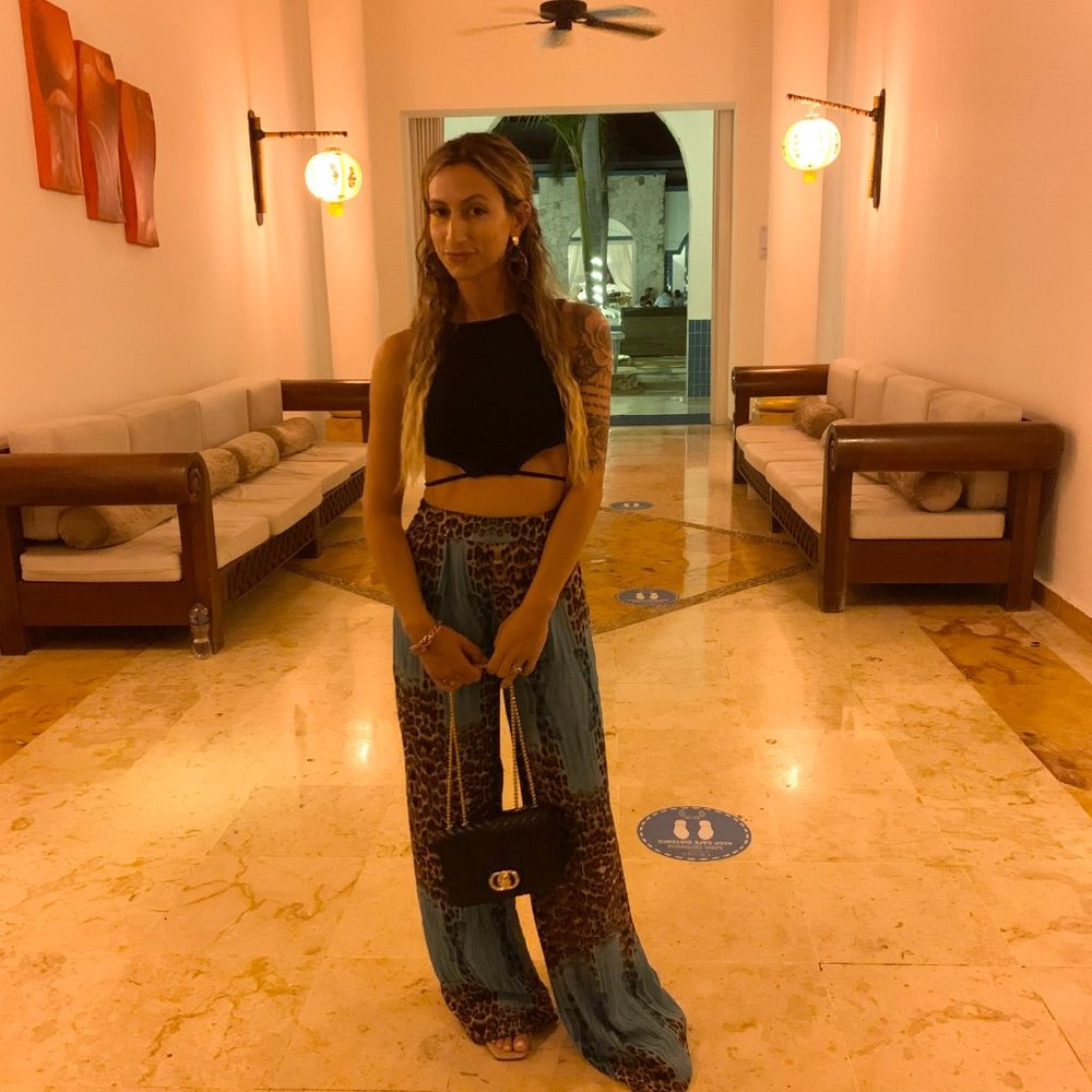 Fashion Nova Last Chance Aqua Leopard Pant Set - Picture 3 of 9